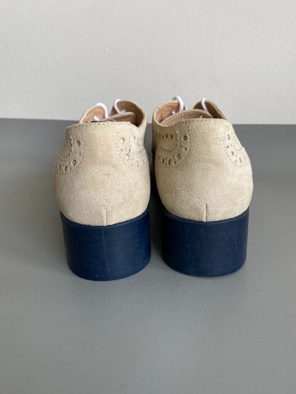 BOEMOS Cream Suede Wingtip Oxfords - Women's Flats & Loafers - Picture 5 of 12